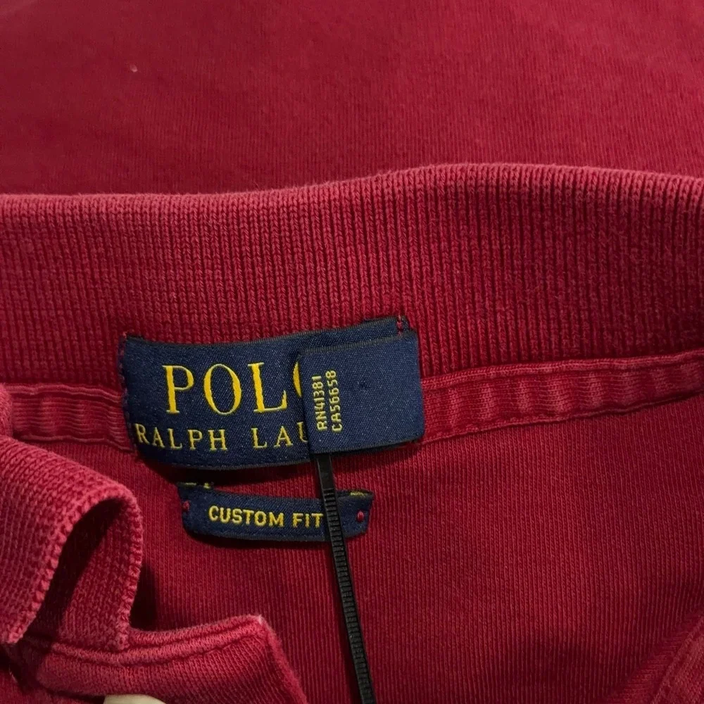Polo Ralph Lauren‎ Men's Long Sleeve Red Custom Fit Polo Shirt Size Medium